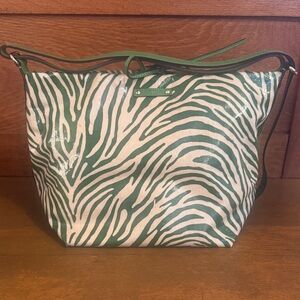 Vintage Kate Spade Green and Cream Zebra Print Shoulder Bag